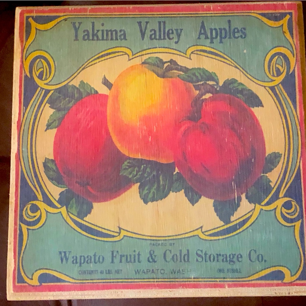 Wooden vintage advertisement.